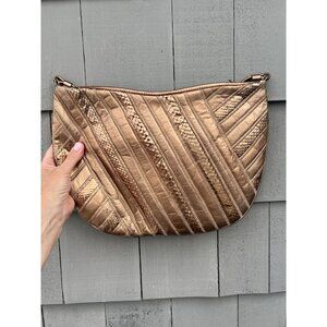 David Mehler for DAME 70s vintage snakeskin leather copper crescent shoulder bag